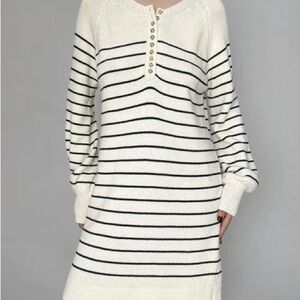 Sezane Striped Long Sleeve Dress